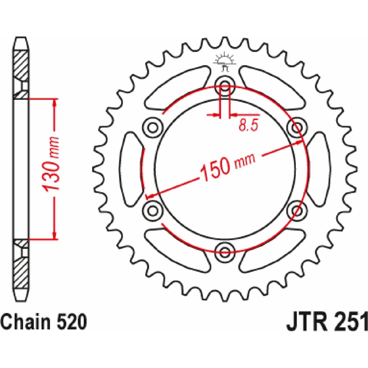 JT SPROCKETS Rear Sprocket - 47 Tooth - Yamaha JTR251.47 by JT Rear Sprockets Steel Type
