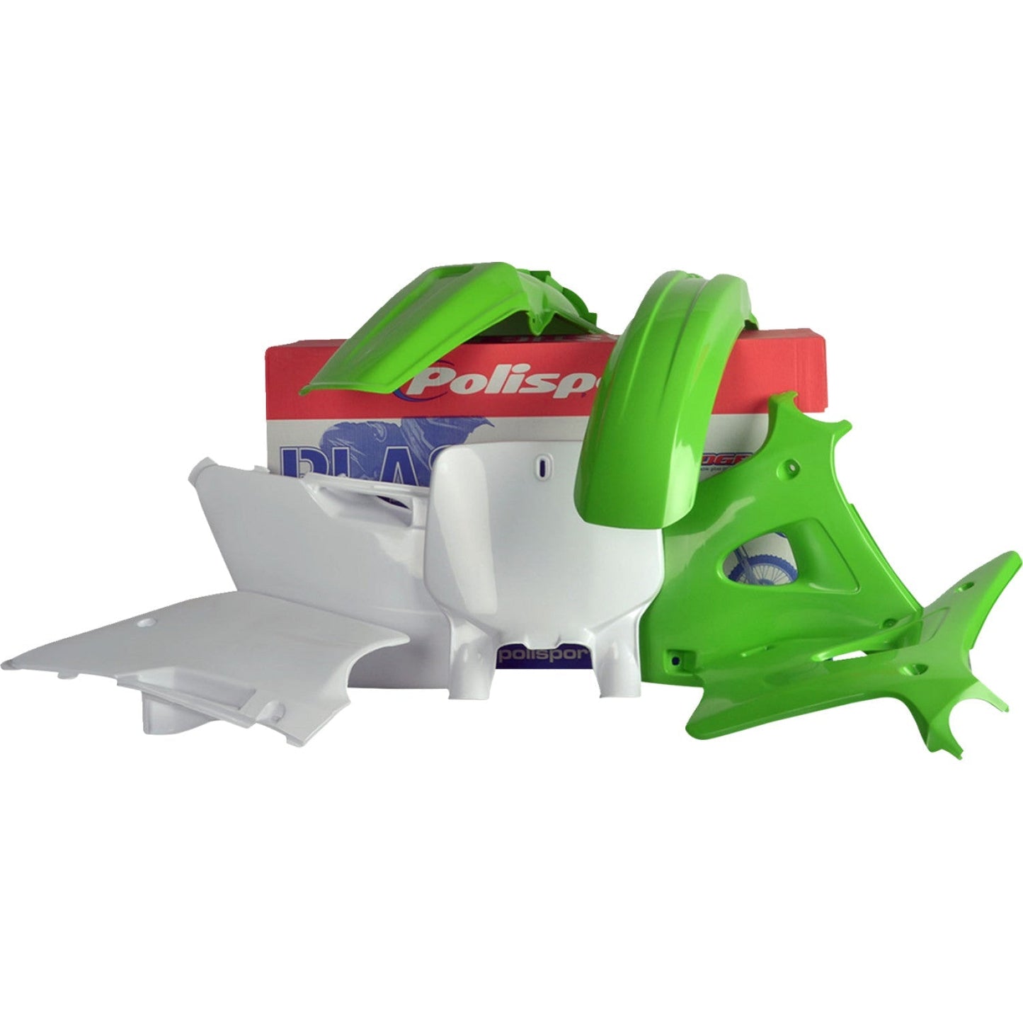 POLISPORT Body Kit - Complete - OEM Green/White - KX 125/250 90088 by Polisport