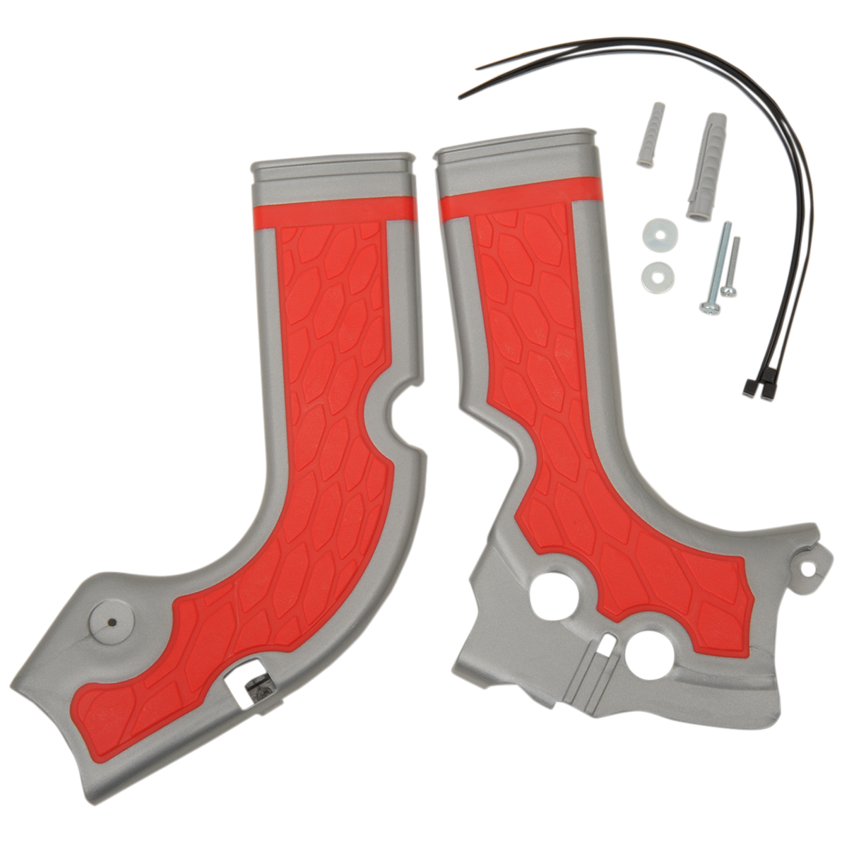 ACERBIS X-Grip Frame Guards - Silver/Red - CRF 250R/450R 2374241418