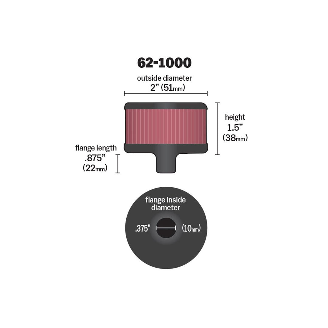 62-1000 K&N VENT AIR FILTER/ BREATHER