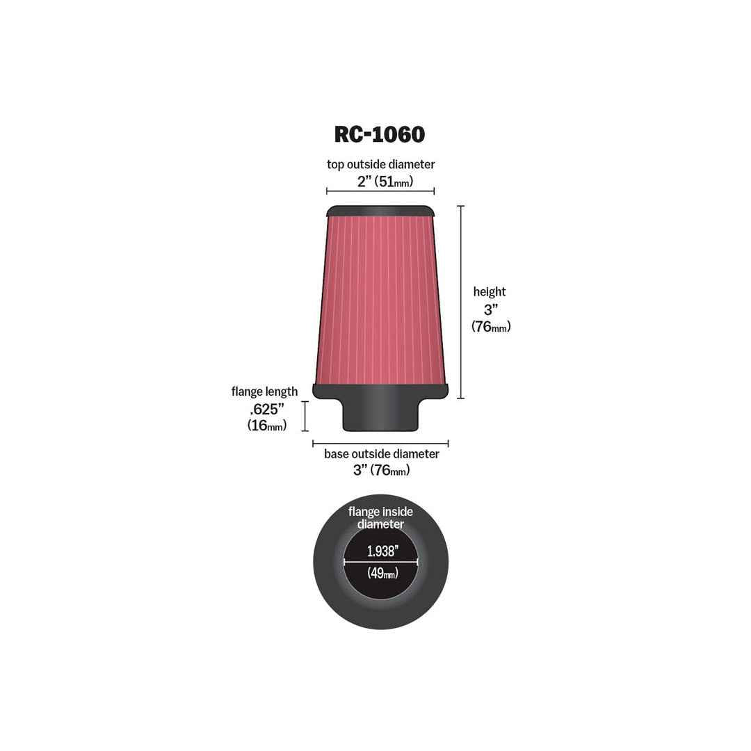 RC-1060 K&N UNIVERSAL CLAMP-ON AIR FILTER
